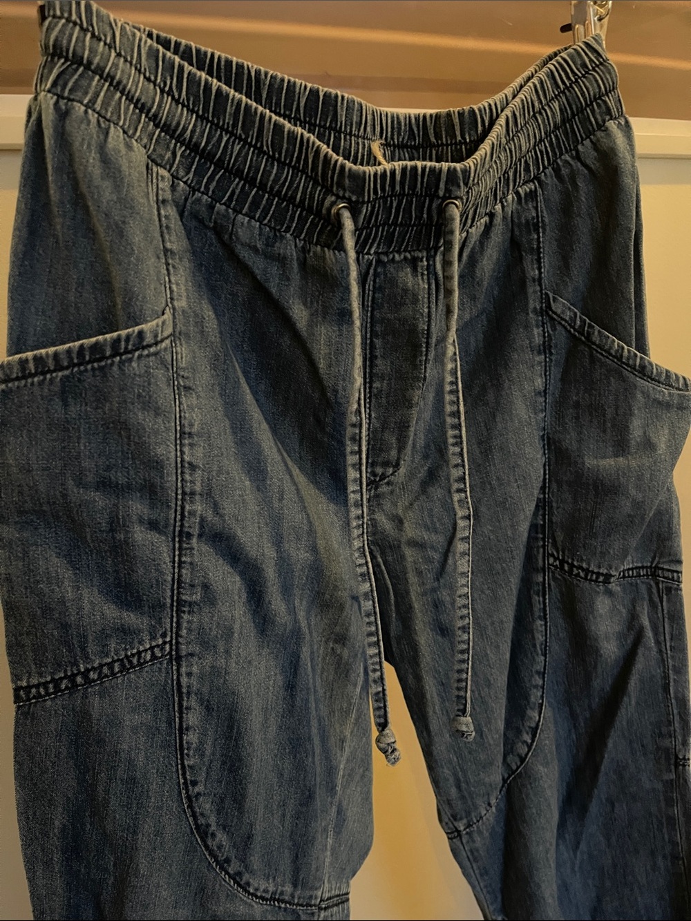 BDG Light Blue Denim Jogger Pants with Elastic Waist